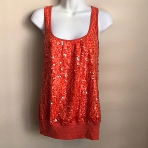 Orange Sequined Tank-top by HeartSoul